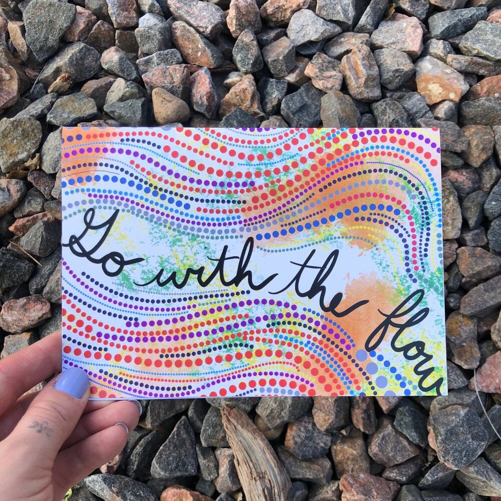 Go With The Flow Greeting Card: Colorful Inspirational Art